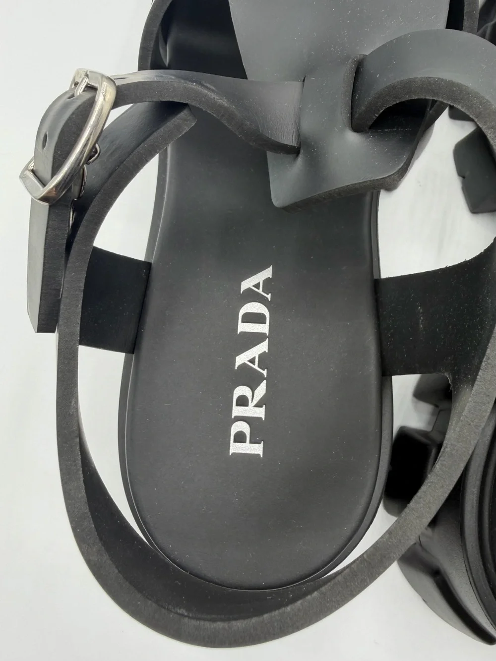 NIB Prada Black Rubber Ultralight Monolith Platform Chunky Strap Sandals EU 41